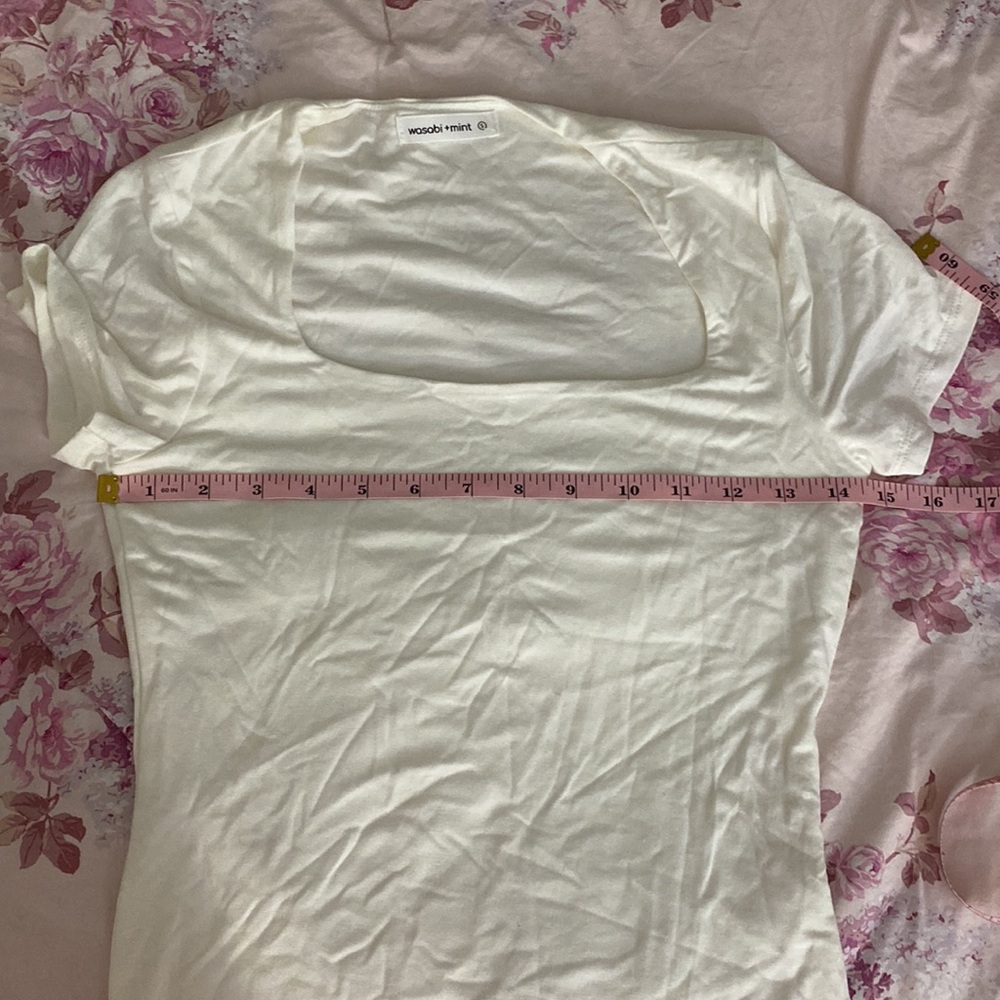 Women’s Ivory Double Layered Square Neck Short Sleeve Bodysuit - Picture 2 of 6
